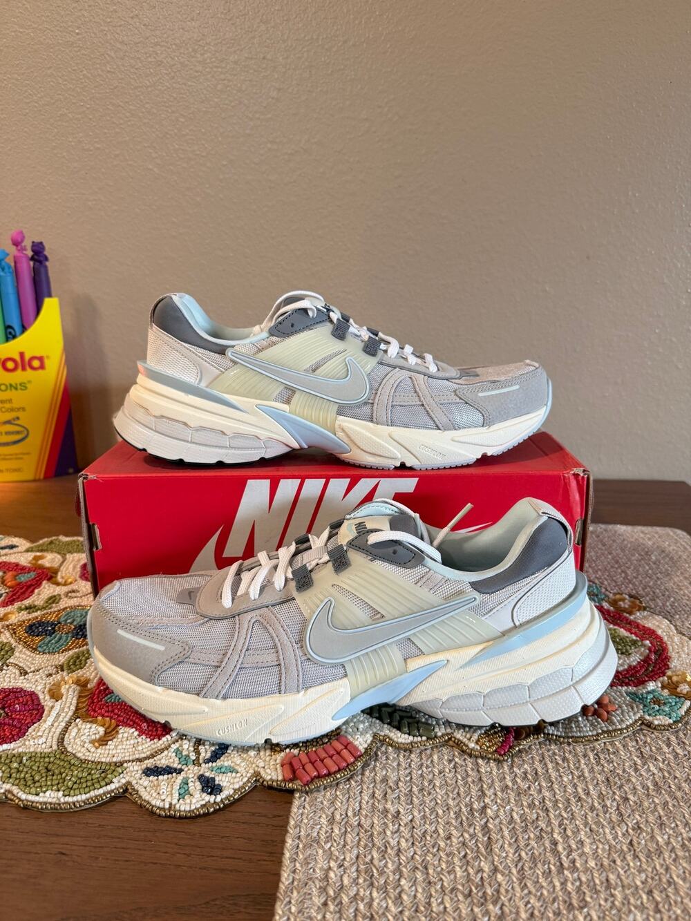 Nike V2K Run Light Bone Metallic Platinum Silver Summit White P-6000 FZ3596 072